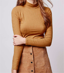 Ribbed funnel neck top