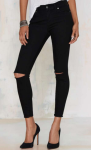 Aline Skinny Jeans, Ripped at knee jeans, Black skinny jeans