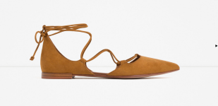 Flat lace ups Zara, Tan flat laceups