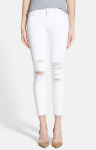 J Brand Denim, Destroyed Denim, White Ripped Skinny Jeans,