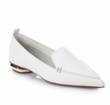 Nicholas Kirkwood, White Pointed Loafer, White Flat