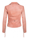Pink Biker Leather Jacket, Blush Leather Jacket, Muubaa Pink Leather Jacket