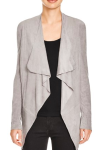 Grey Drape Front Faux Suede Jacket