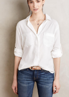 Split Back White Button Down Shirt