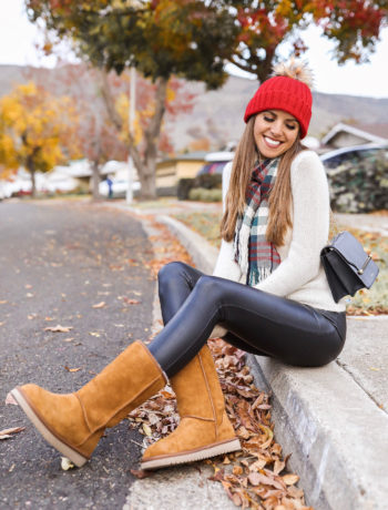 Fashion Blogger Adelina Perrin of The Charming Olive wearing Koolaburra Winter Boots