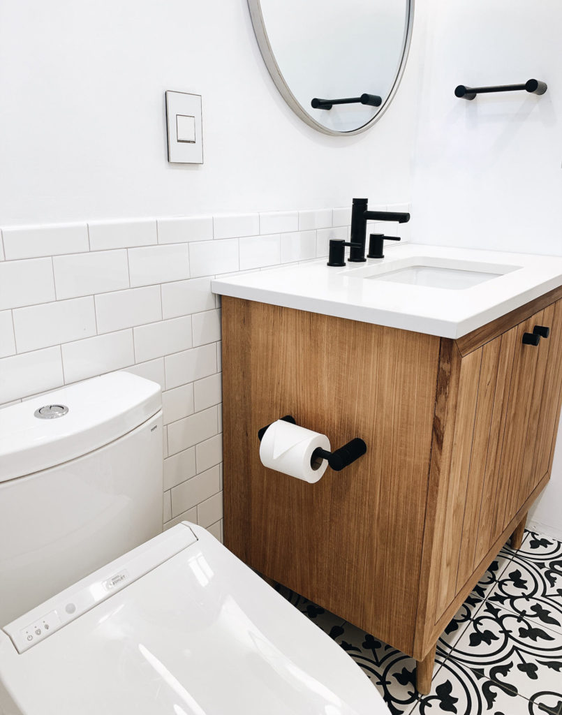 Adelina Perrin of The Charming Olive Wayfair After guest bathroom view details